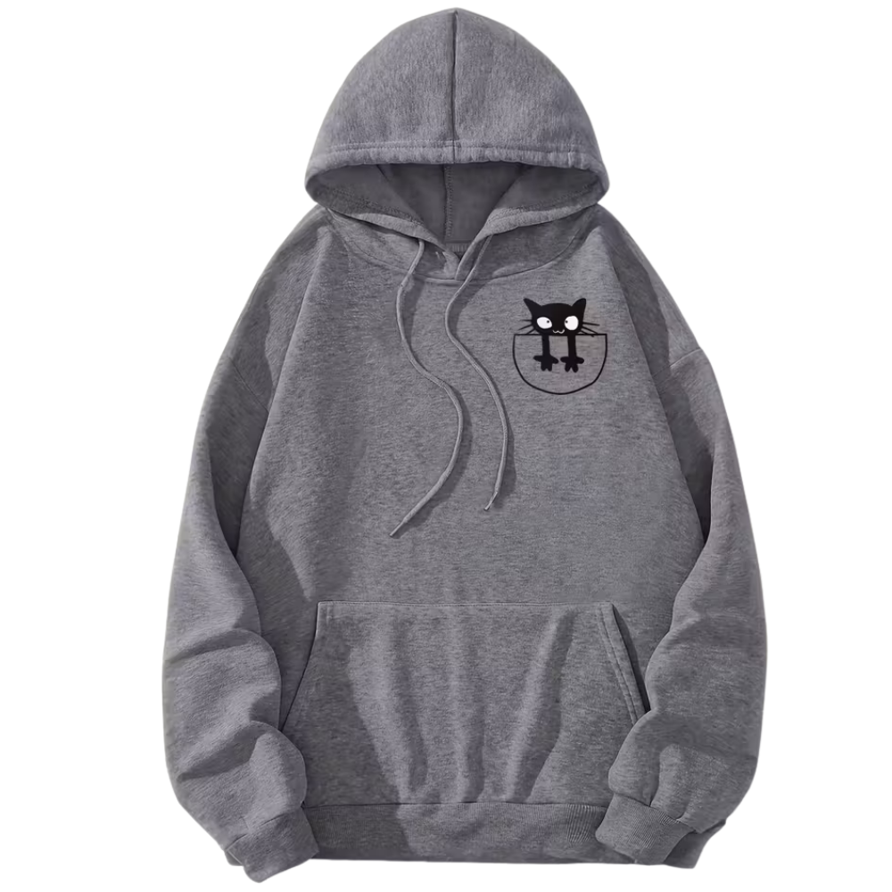 Cat Graphic Print Women Casual Winter Pullover Hoodie