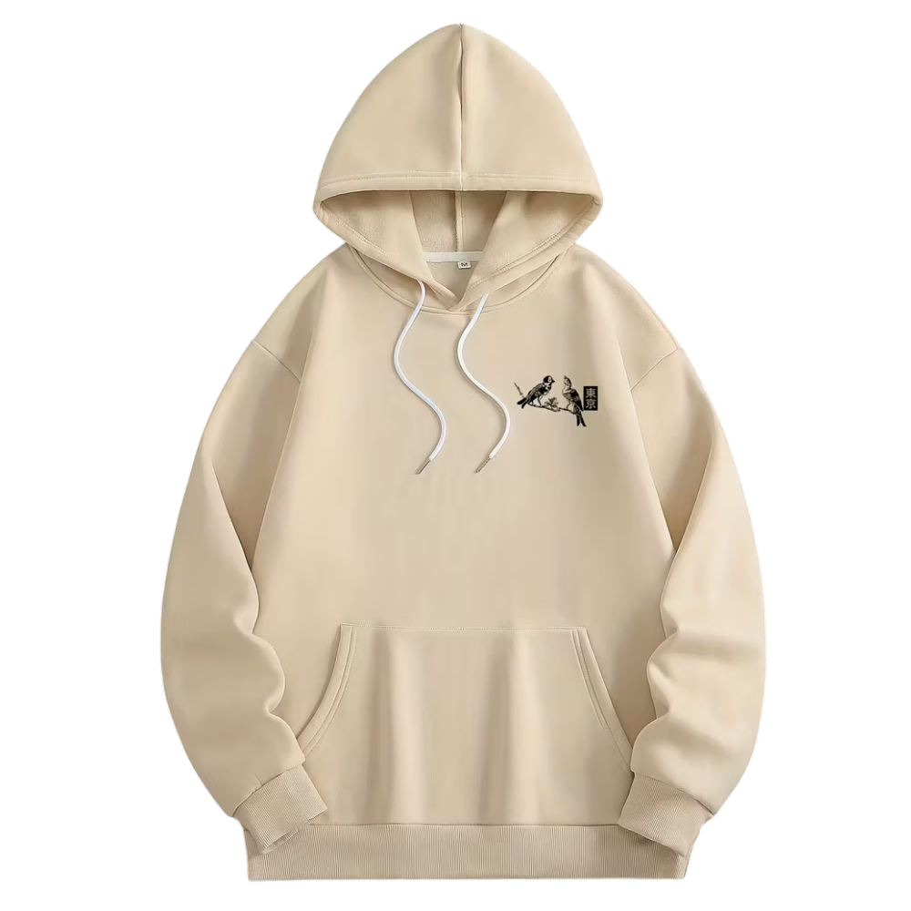 Geometric Pattern French Terry Casual Hoodie