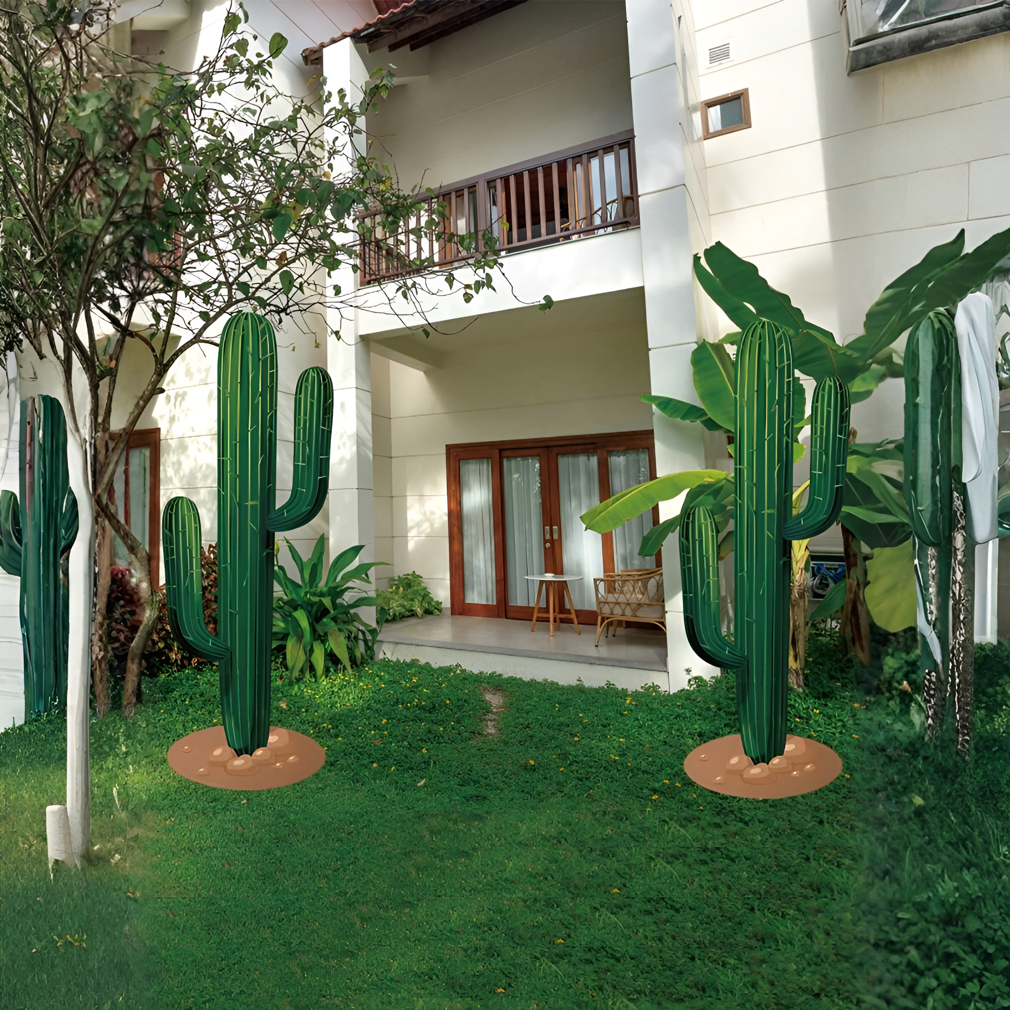 2 Pieces Of Room Decor/Garden Decoration, Mexico Large Outdoor Cactus-Shaped Courtyard Standing Signs, Easily Create A Desert-Style Landscape, Waterproof And Durable, Stand Stably On The Lawn