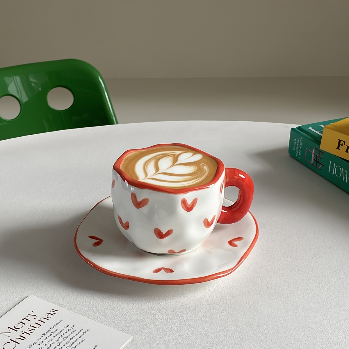 Valentine Theme Irregular Ceramic Coffee Cup And Saucer Set