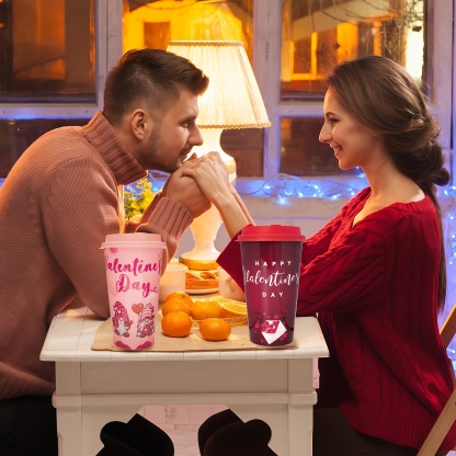 Valentine Themed Cups 12 Piece Set With Lids And Straw