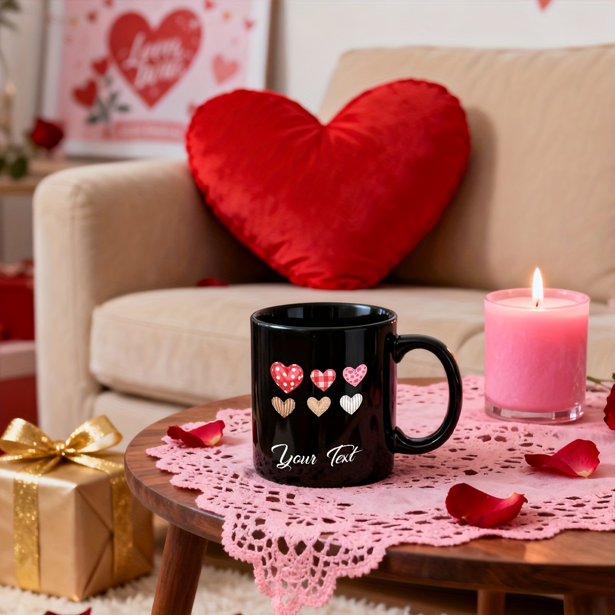 Valentine Themed Personalized Ceramic Mug With Message