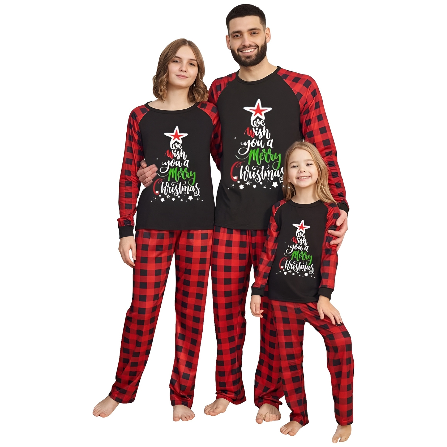 We Wish You a Merry Christmas Printed Family Matching Pajama Set