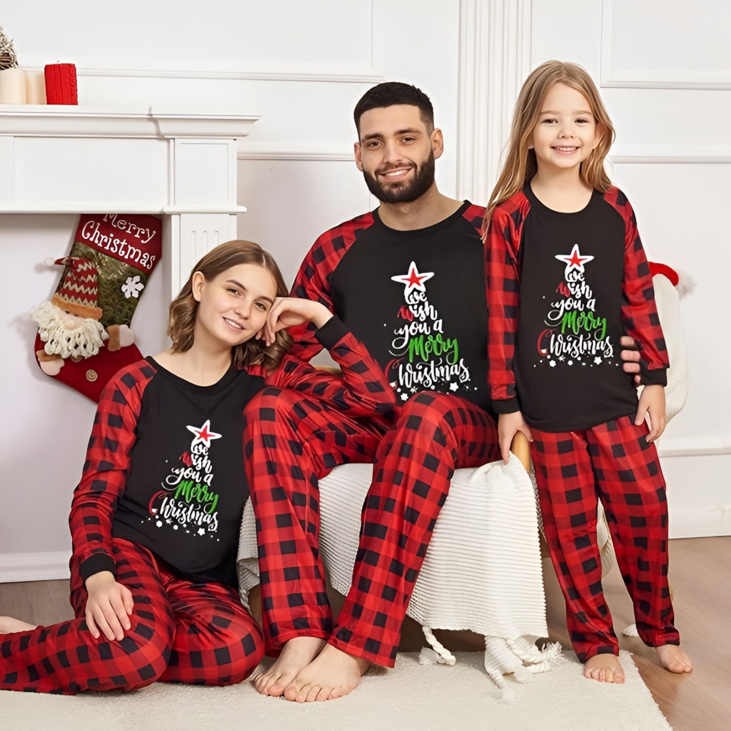 We Wish You a Merry Christmas Printed Family Matching Pajama Set