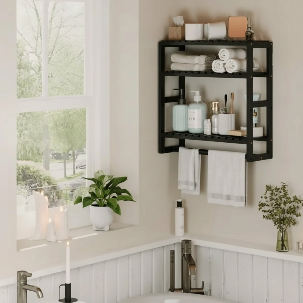Bathroom Shelves 3 Tier Wall Mounted Over The Toilet Storage
