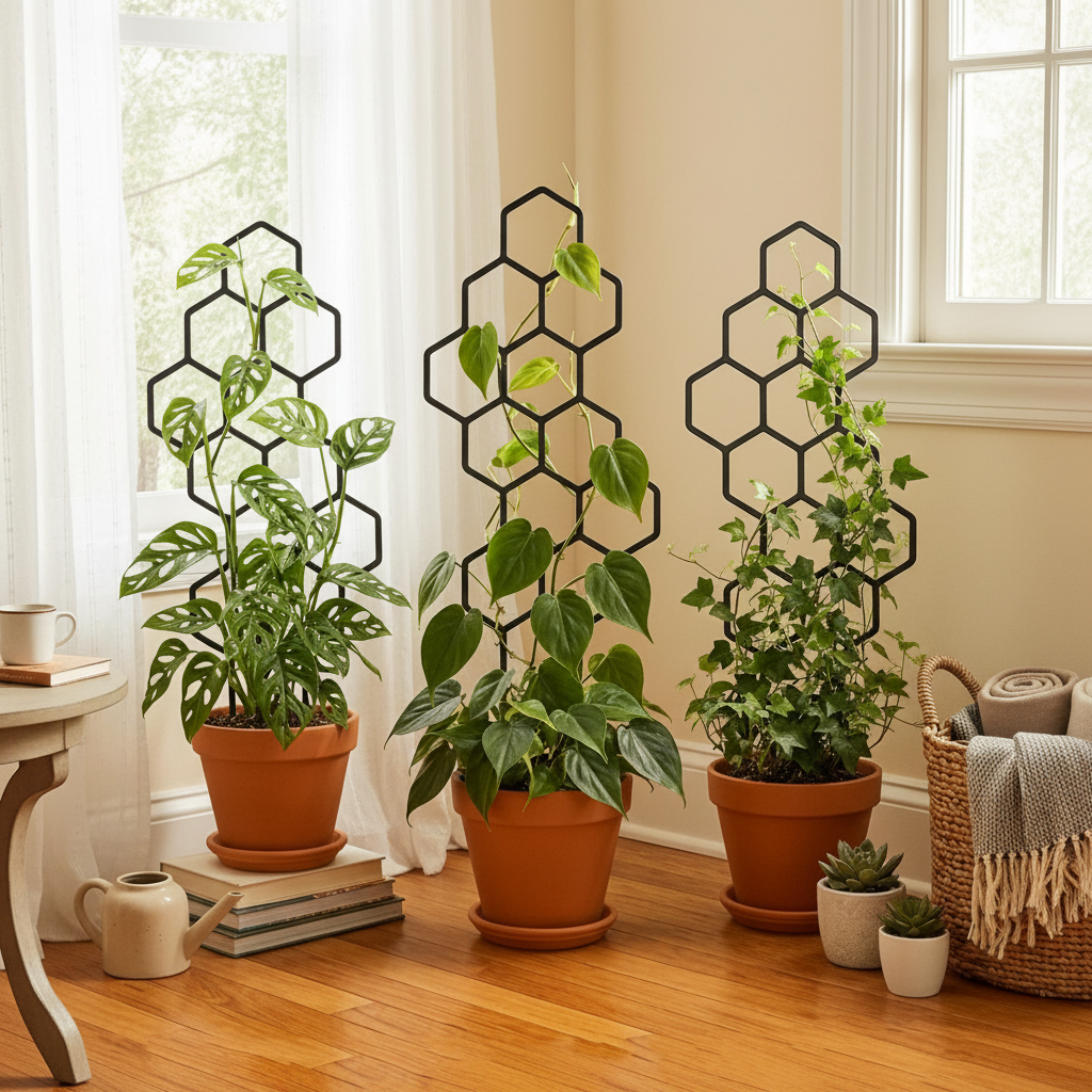 Two Piece Honeycomb Plant Trellis Rust Resistant Plastic Stakes