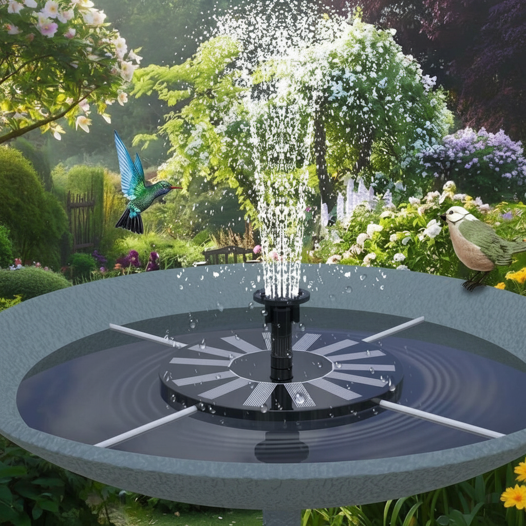 Solar Powered 7 Color Lighting Fountain Pump For Outdoor Bird Bath