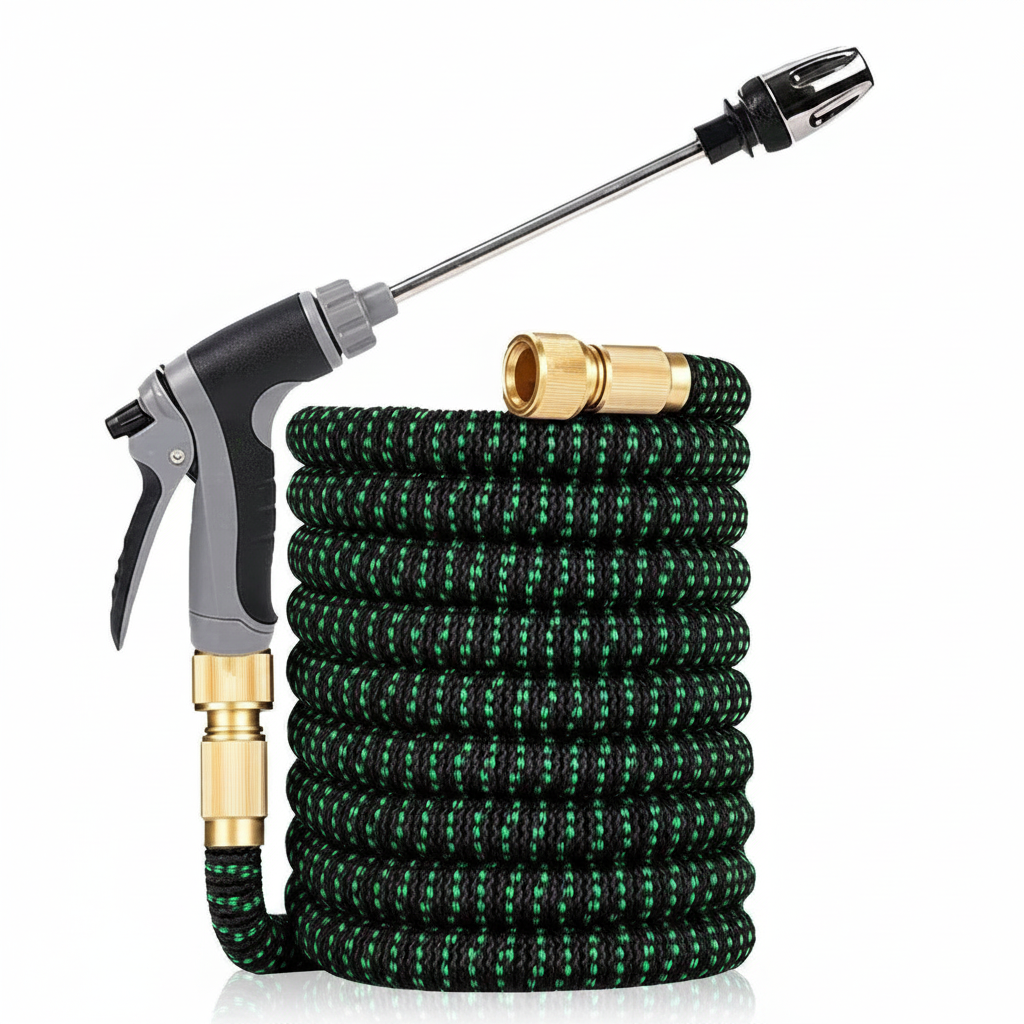 7 Piece High Retractable Car Wash Water Hose With Adjustable Nozzle For Garden Use