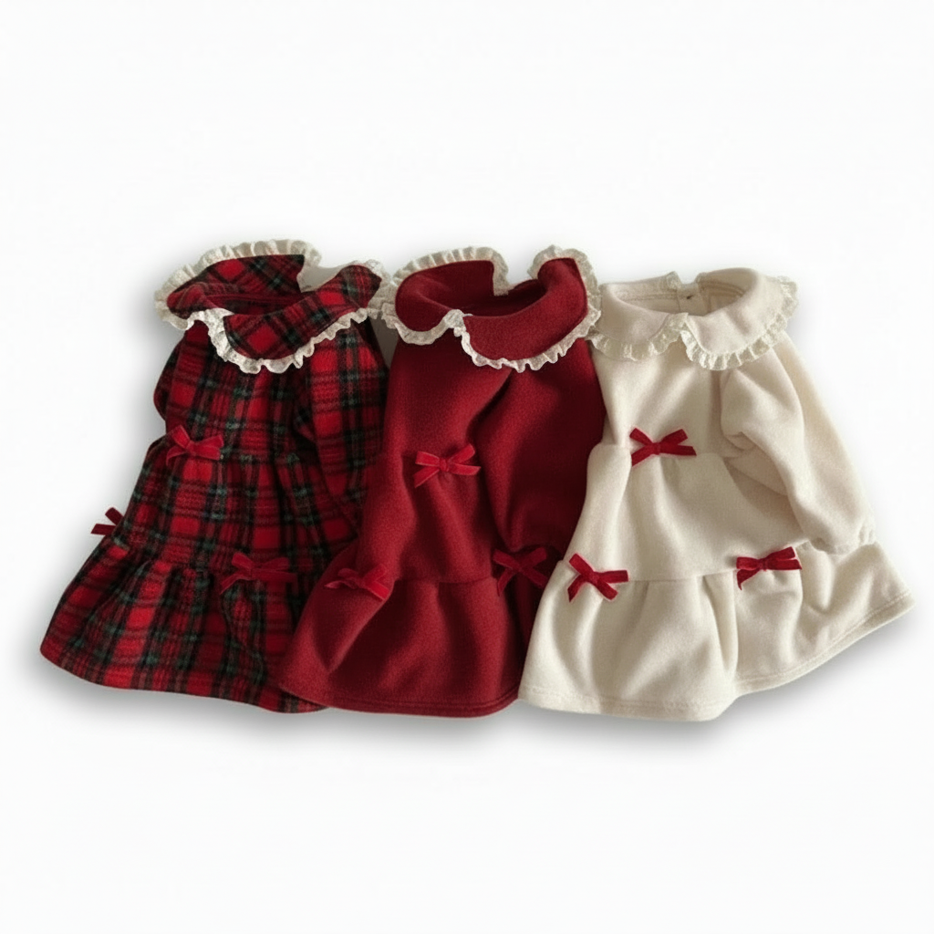 Cozy Fleece Christmas Dress For Girls