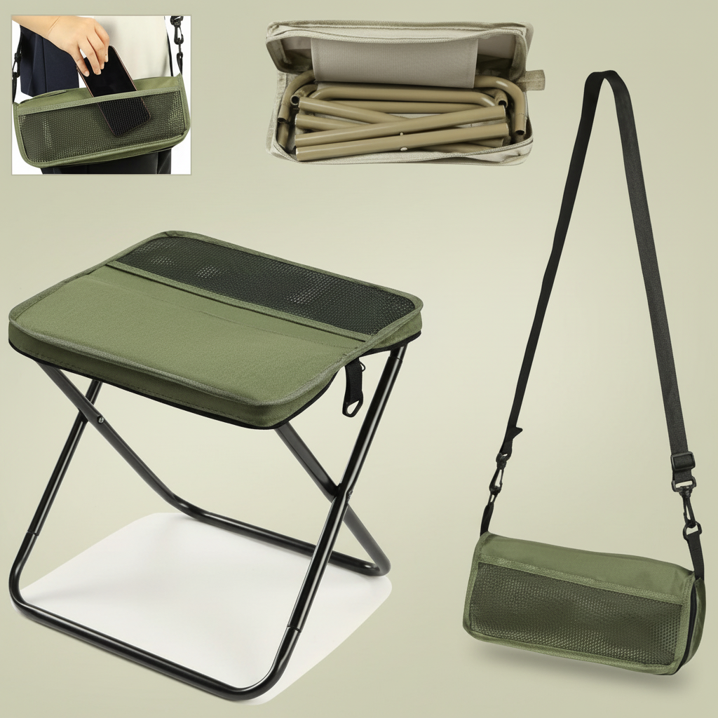 Portable Folding Stool With Storage Bag
