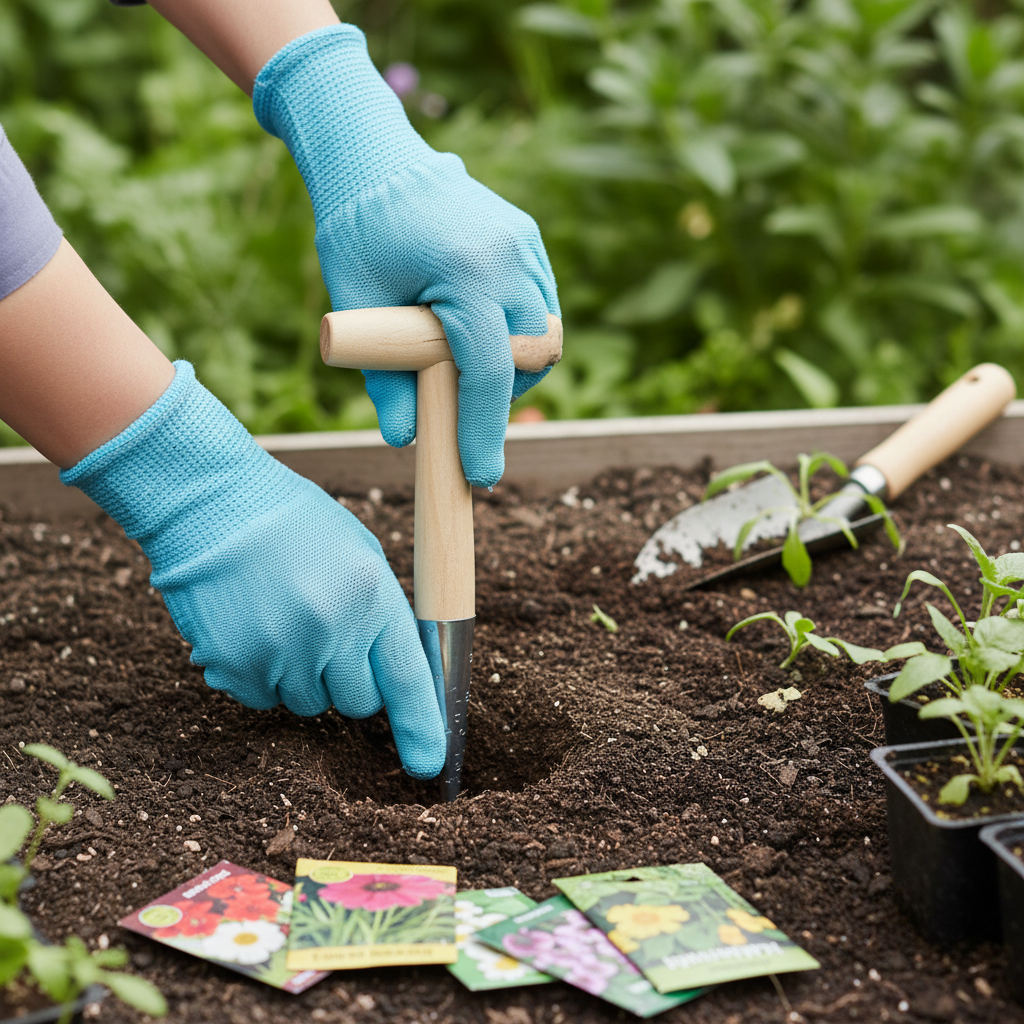 1pc Wooden Garden Punch Daily Tool For Home Use Gardening