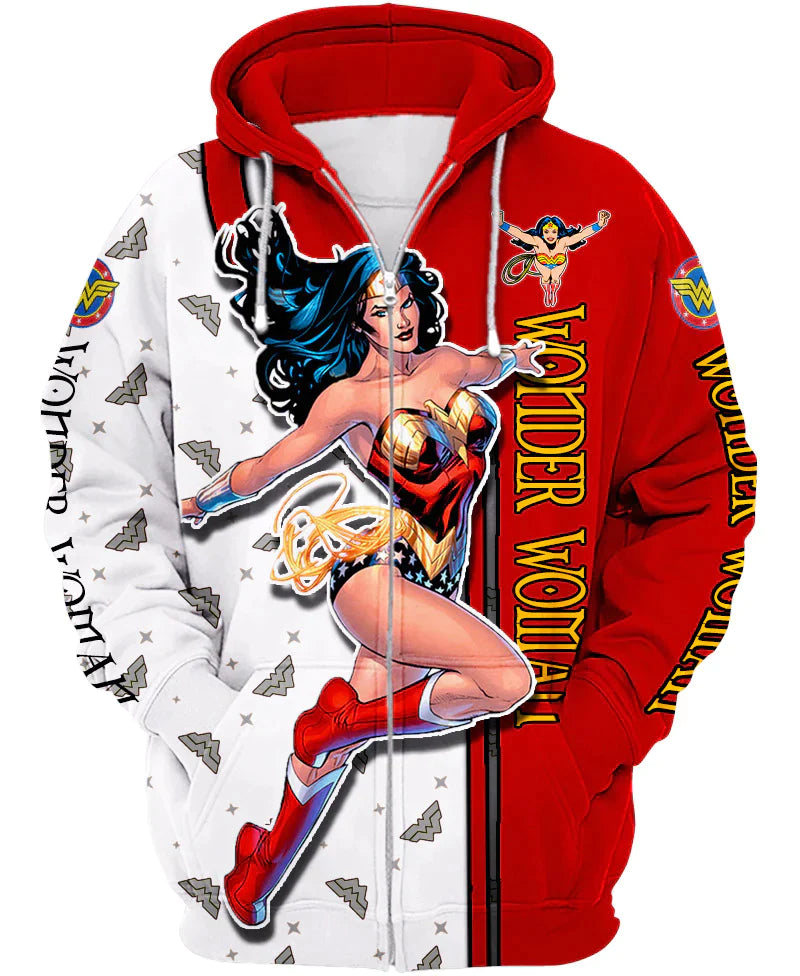 Wonder Woman Zip Up Hoodie - Amzemart