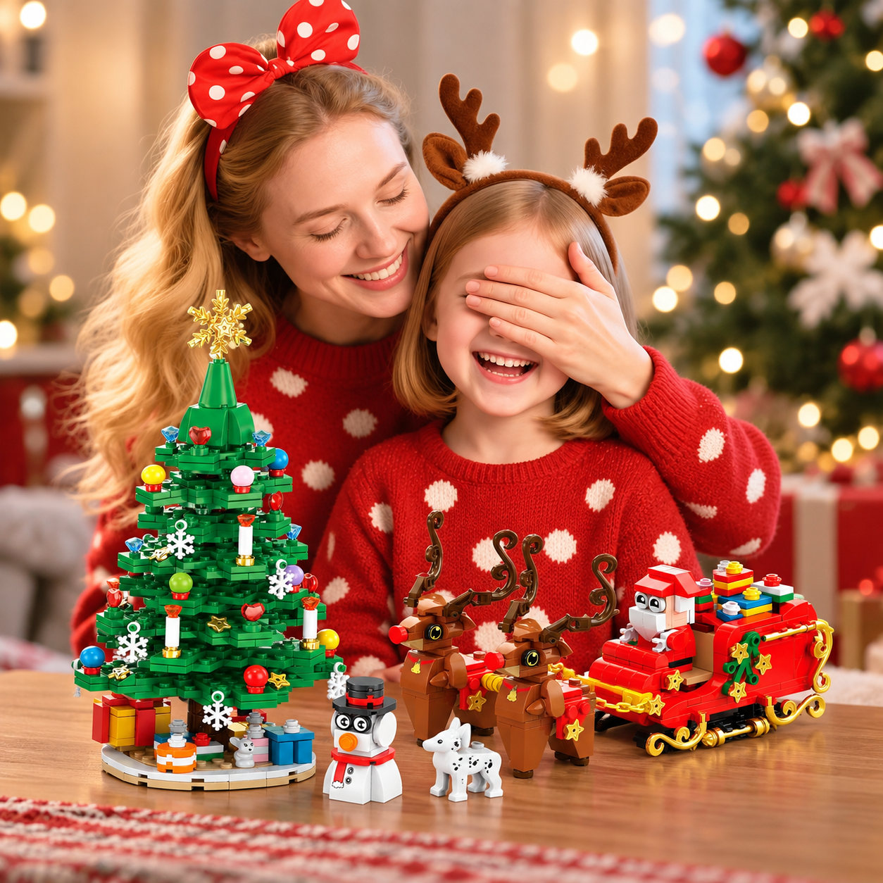 Christmas Building Blocks Advent Calendar 2026 with Santa Sleigh and Tree Decorations