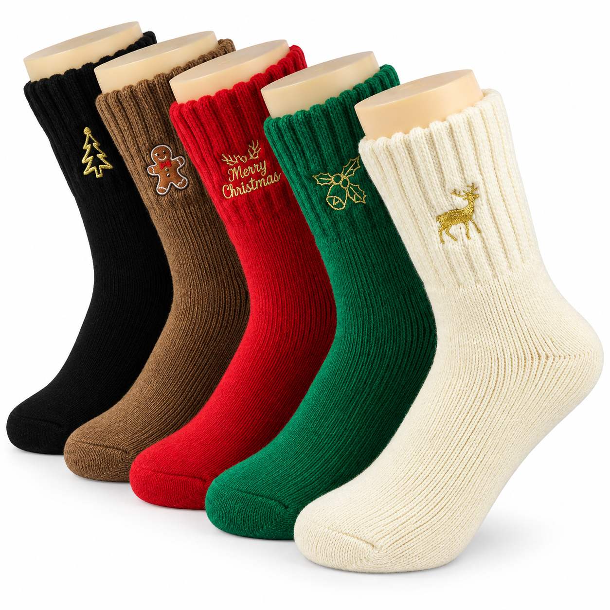 5 Pairs Christmas Knit Boot Socks For Women
