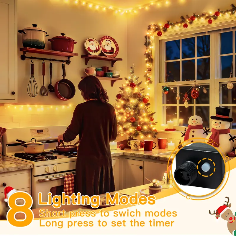 200 LED Christmas Outdoor And Indoor String Lights With 8 Modes
