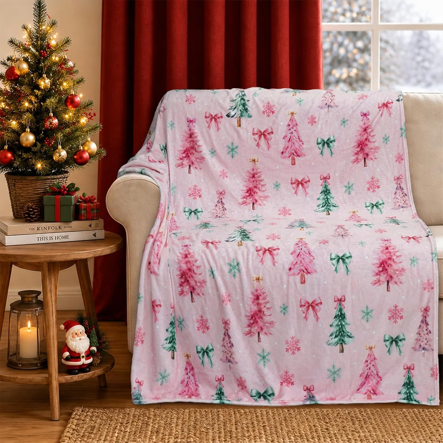 Christmas Themed Flannel Plush Blanket For Women