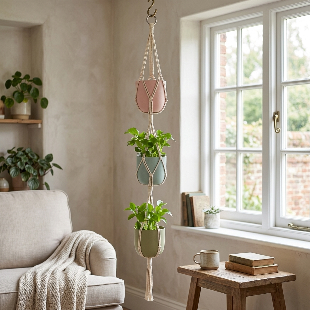 Handmade Boho Woven Tiered Plant Hanger