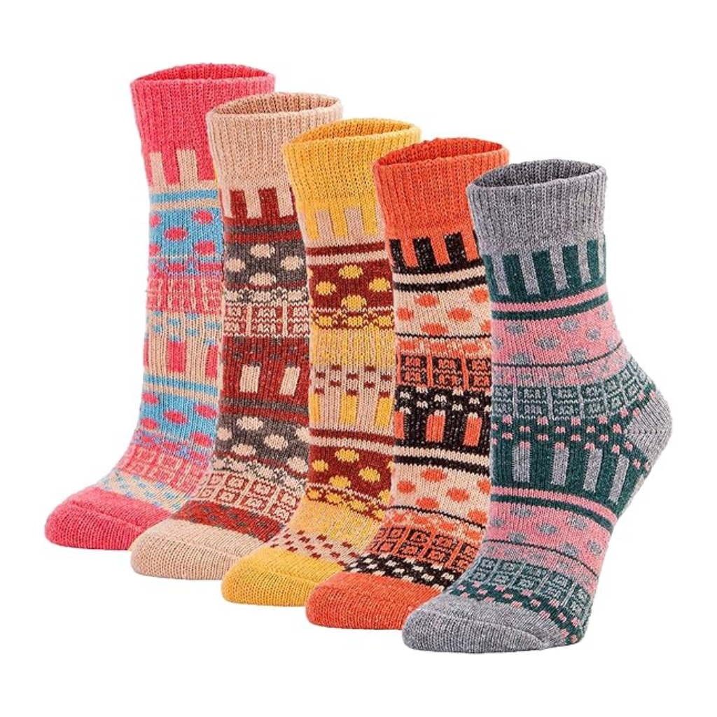 Geometric Knit Crew Pattern Blend Socks