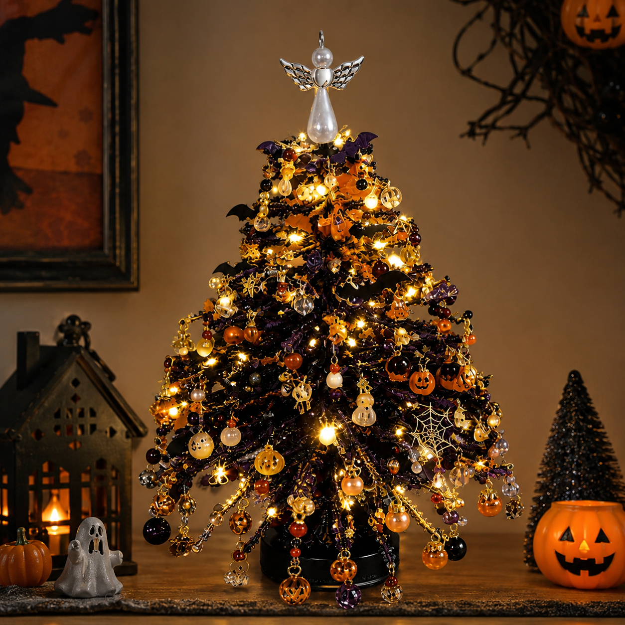  Handmade Tabletop DIY Beaded Christmas Tree Decor Kit Set 