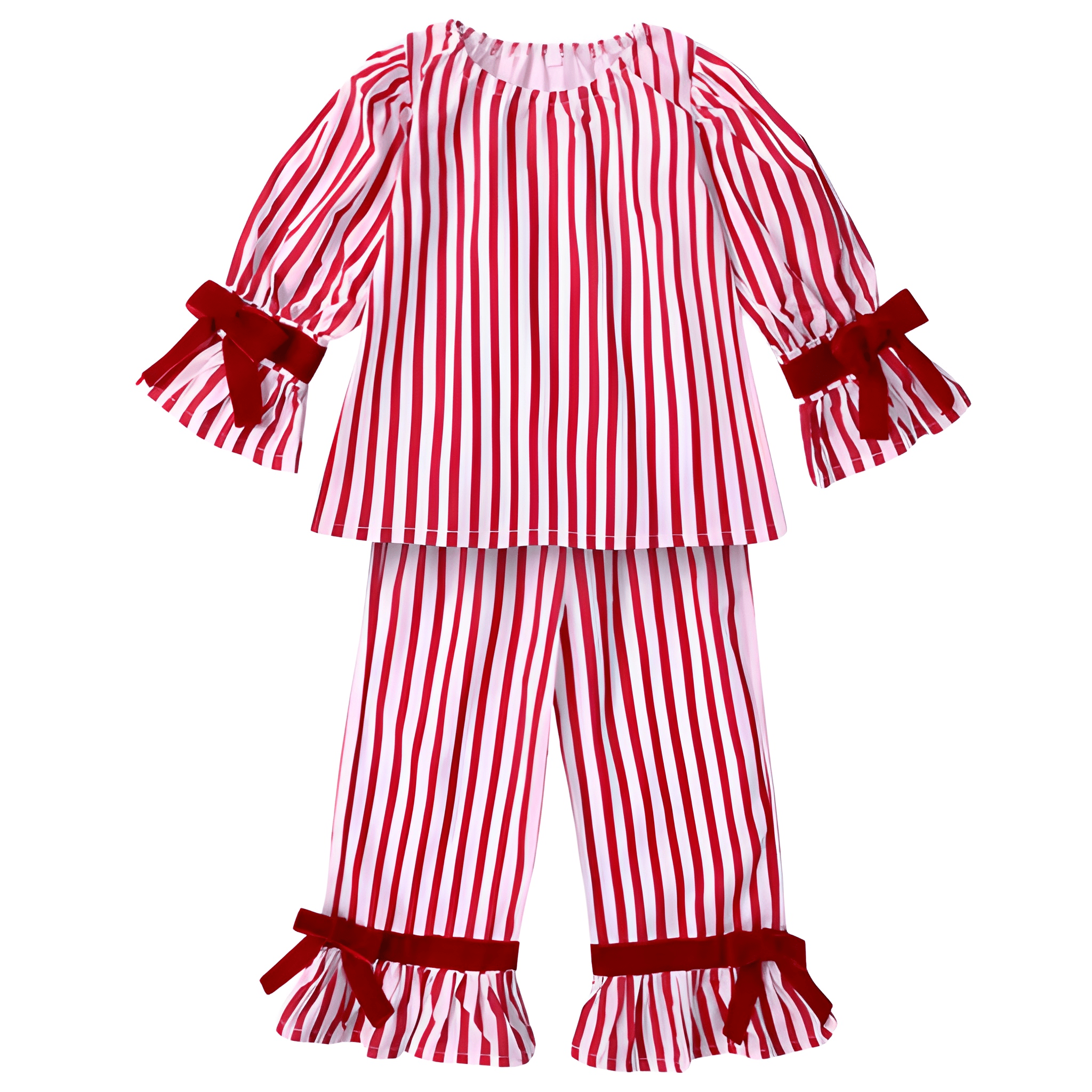 Kids Striped Christmas Pajama Set Cotton 2 Piece Outfit
