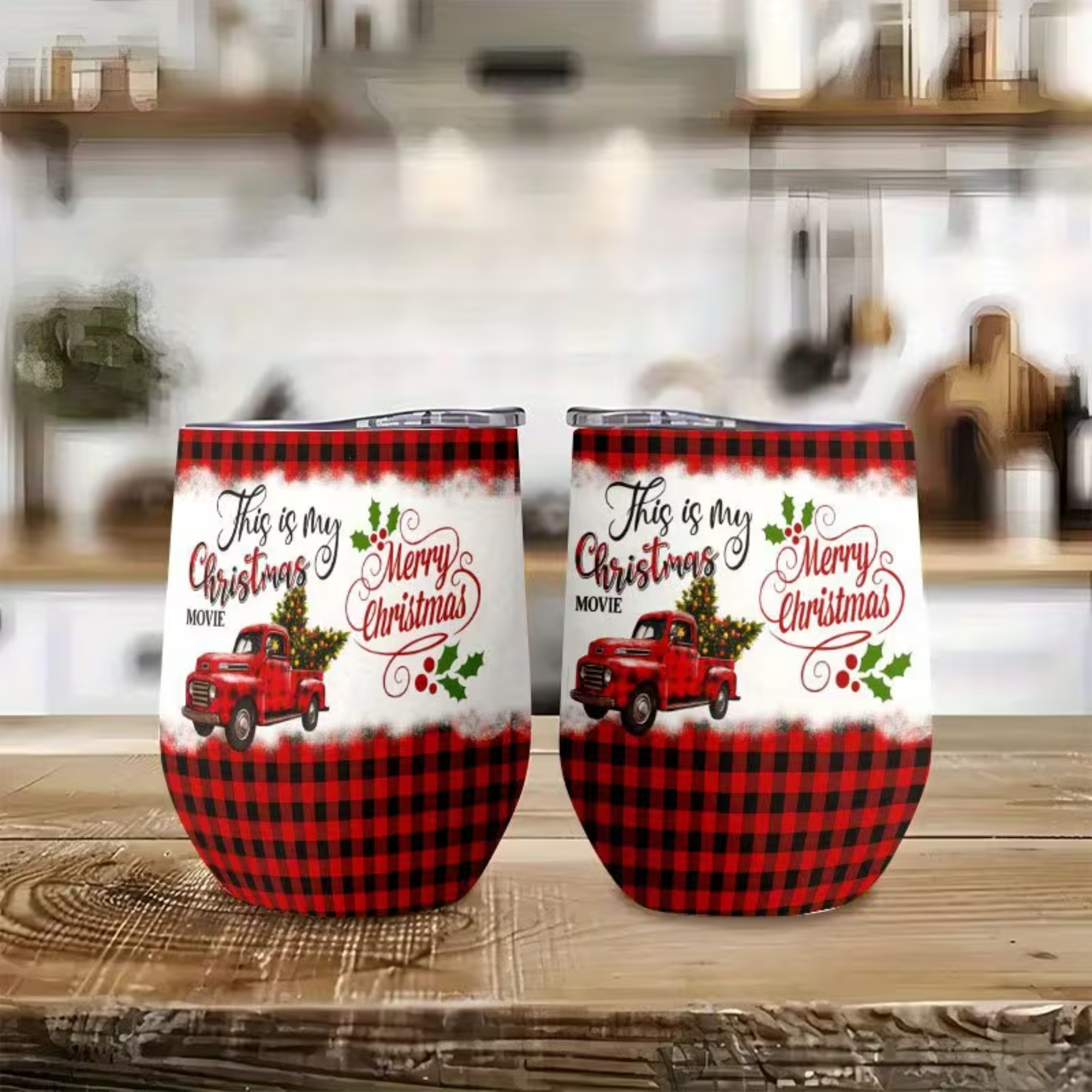 Christmas Movie Tumbler With Vintage Truck Design