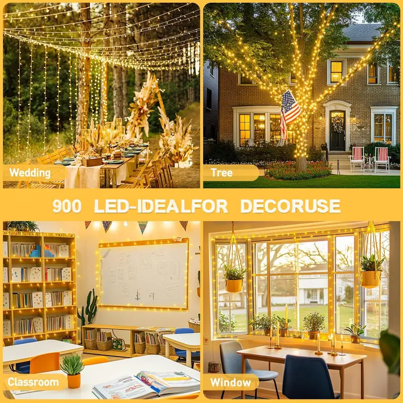 Christmas String Lights with Remote Timer and 8 Lighting Modes