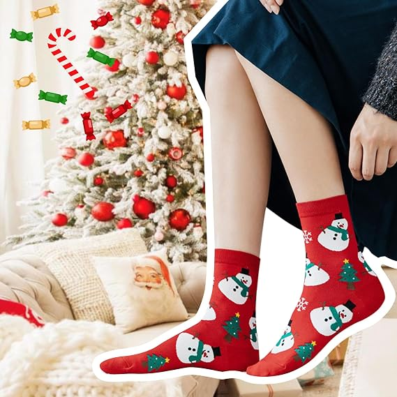 4 Pairs Christmas Santa Socks For Women