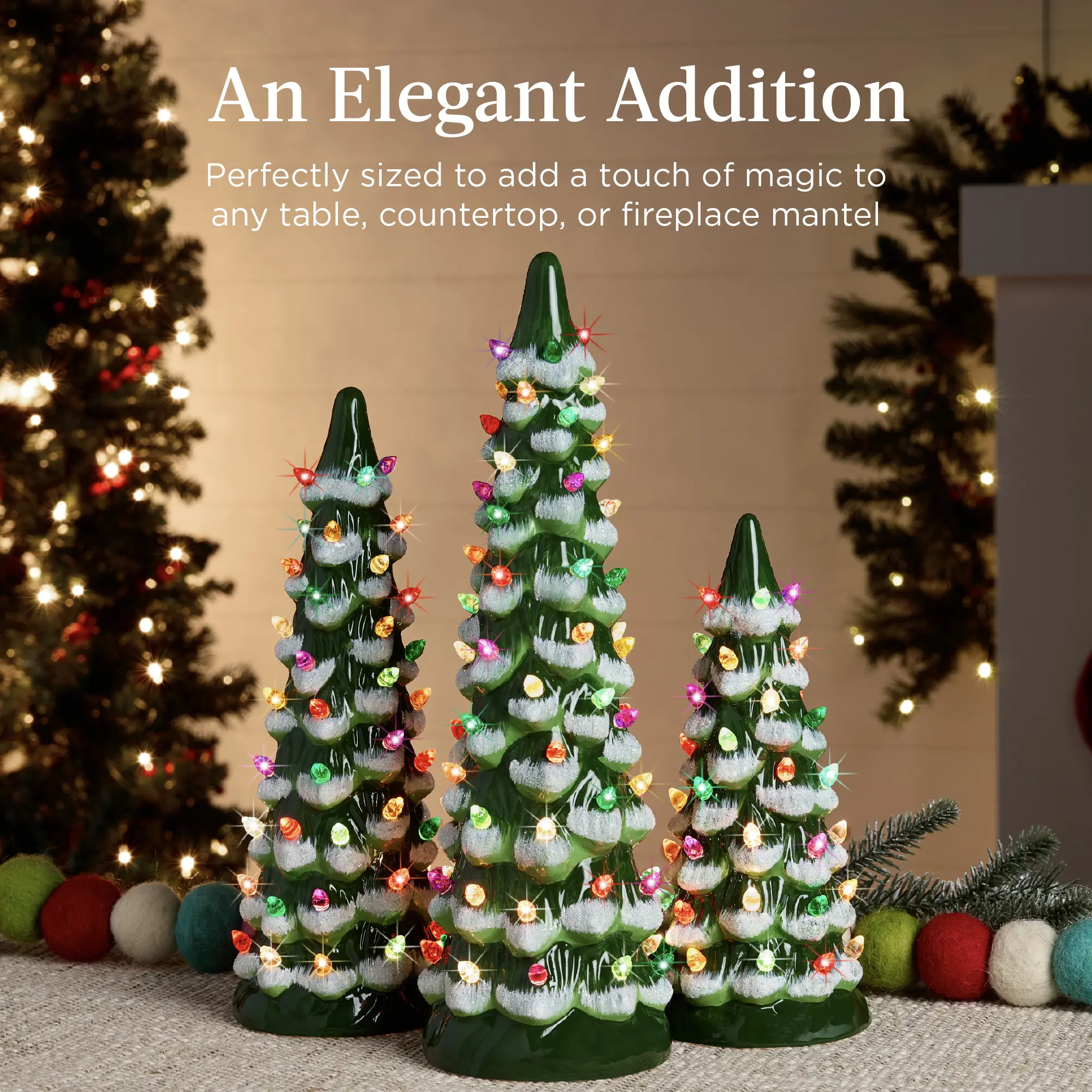 Best Choice Products Set of 3 XL Pre-Lit Hand-Painted Ceramic Tabletop Christmas Trees