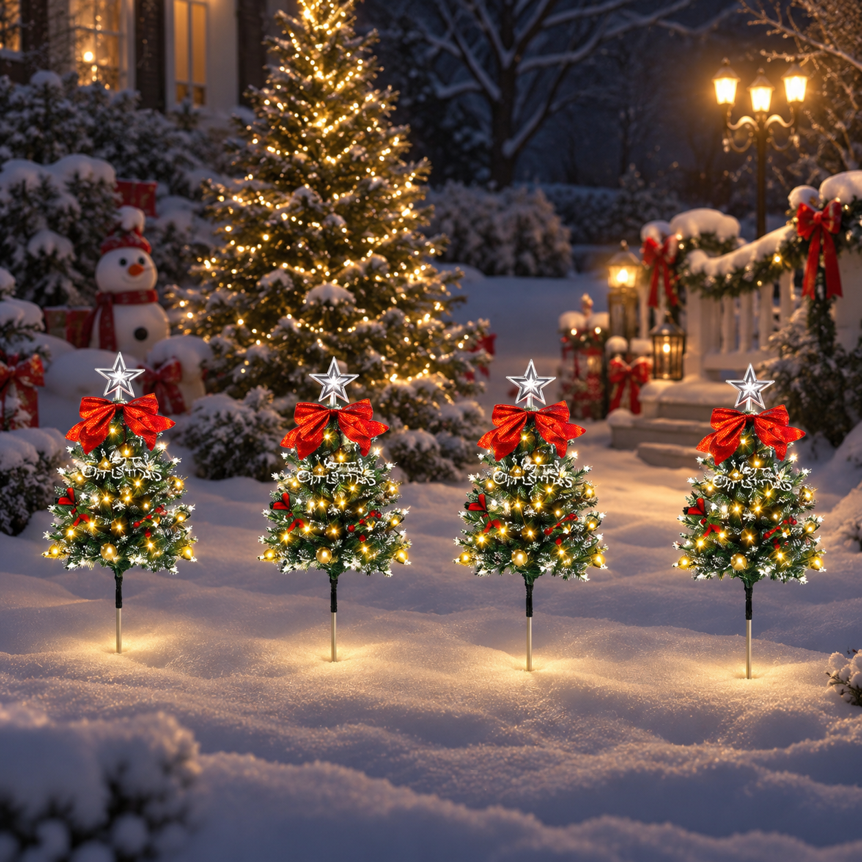 Solar Christmas Tree Pathway Lights for Outdoor Decor