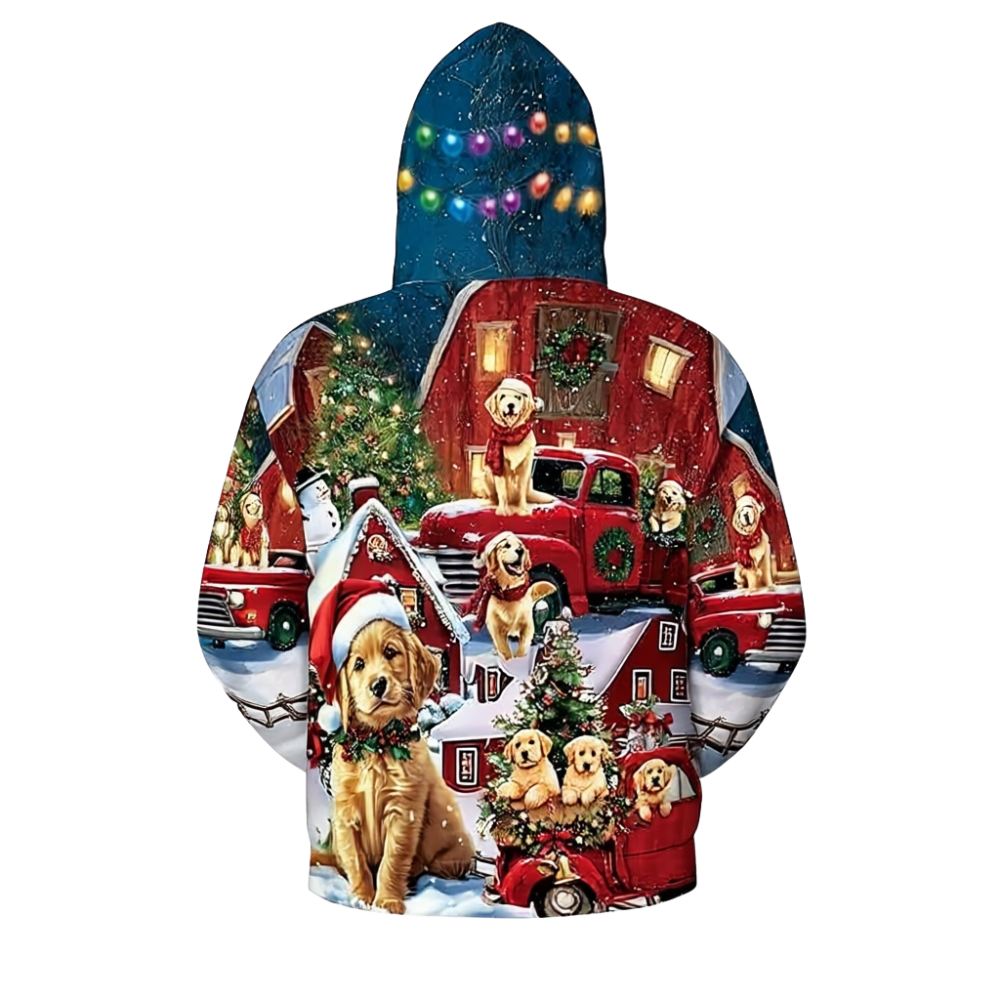 All Over Santa Costume Print Hoodie With Pocket