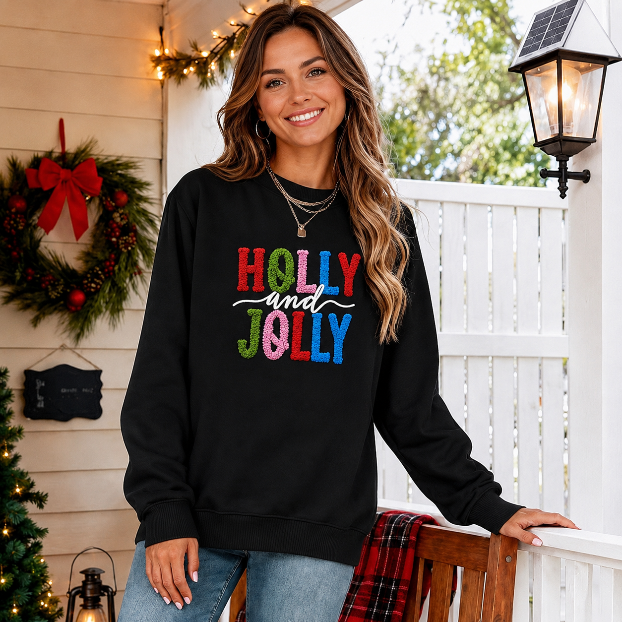 Embroidered Printed Pullover Christmas Sweatshirts For Women 