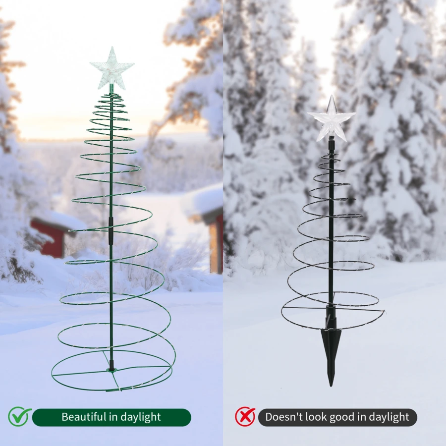 2/4PCS Iron Star Christmas Tree Light, Solar Courtyard Light, Warm Light, Christmas Atmosphere Decoration, Festival Decoration, Outdoor Decoration, Festival Gifts - Christmas Tree - View 8