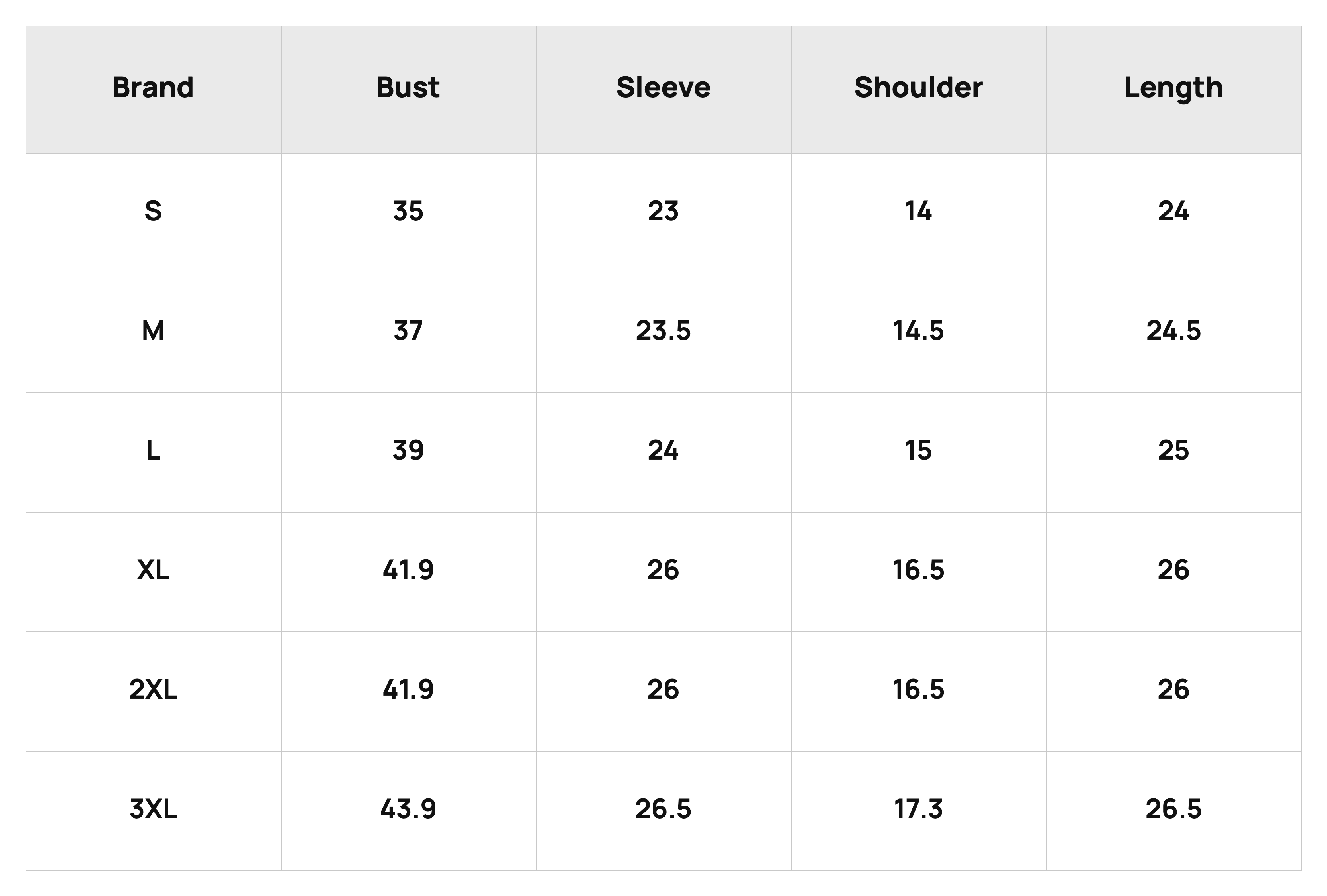 Size Chart