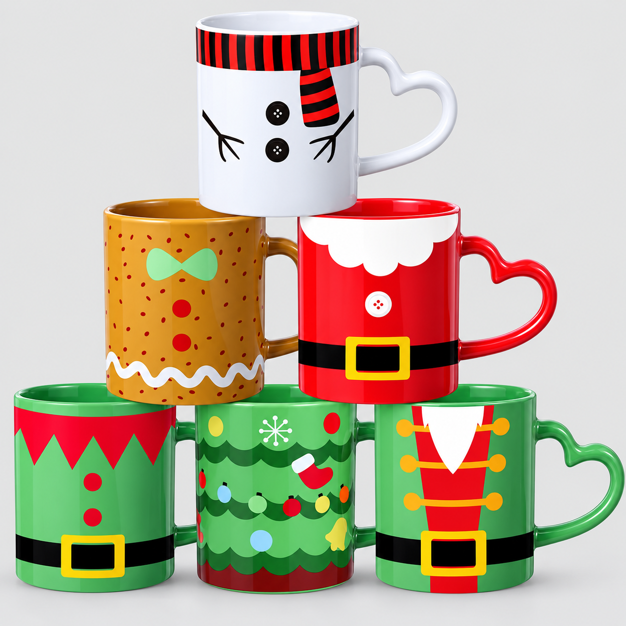 6 Pieces Santa Snowman Christmas Coffee Cups