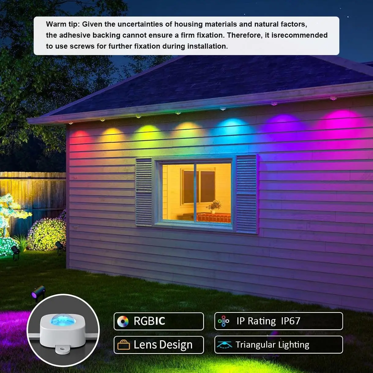 Smart ChristmasOutdoor Eaves Lights with App Voice and Remote Control