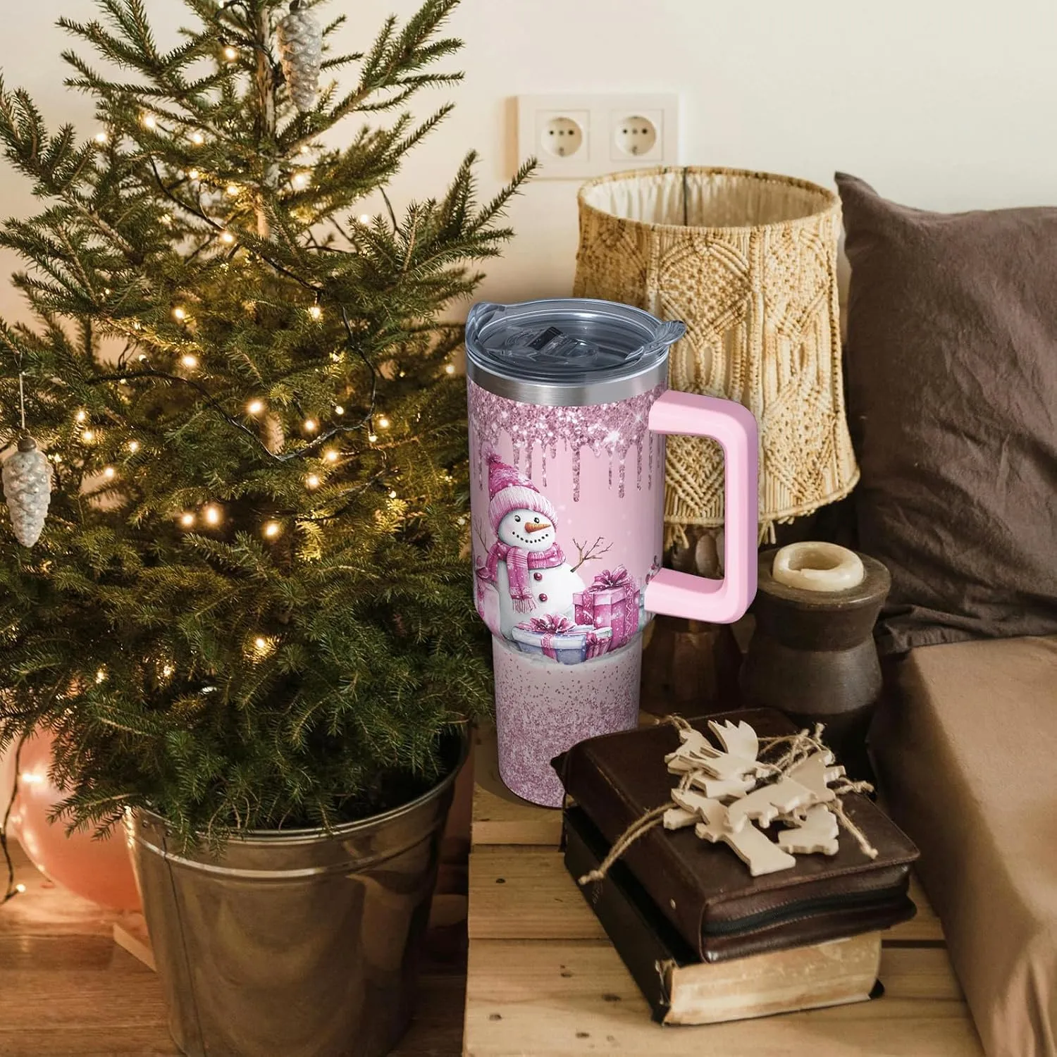 40 oz Christmas Snowman Stainless Steel Insulated Tumbler with Straw