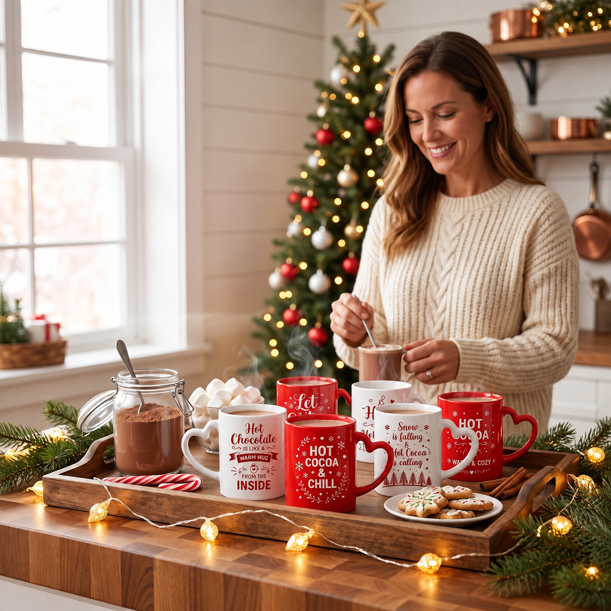 Pack Of 6 Santa Snowman Themed 10 Oz Coffee Cups