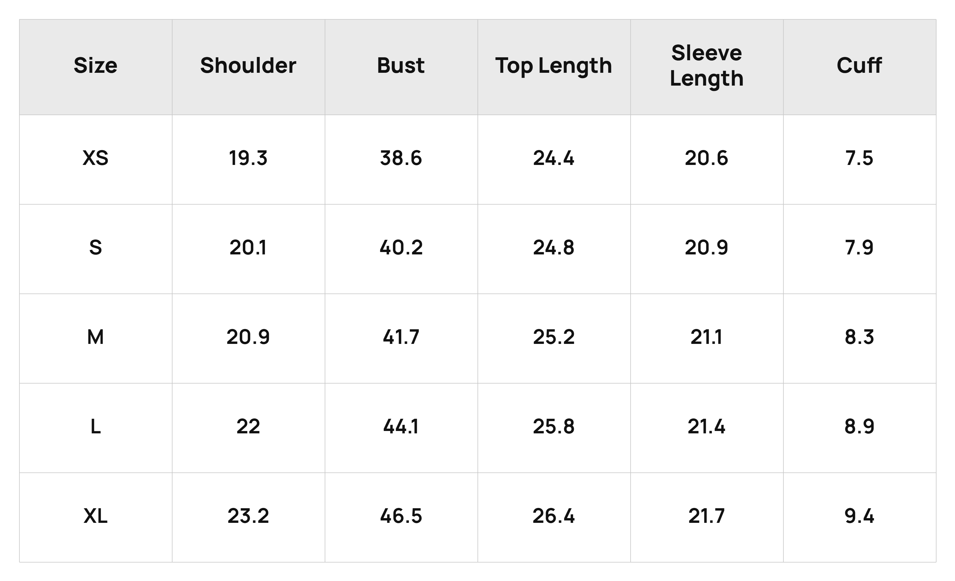 Size Chart