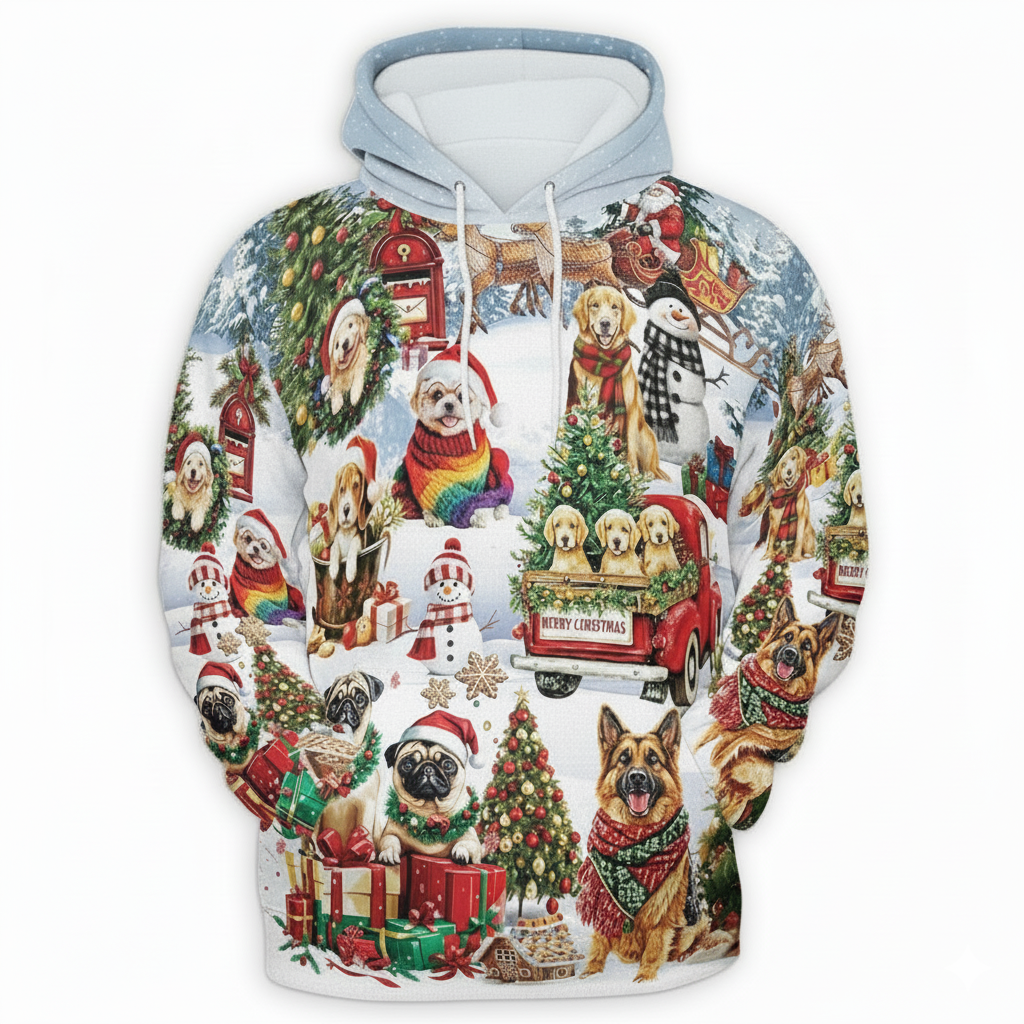 All Over Santa Costume Print Hoodie With Pocket