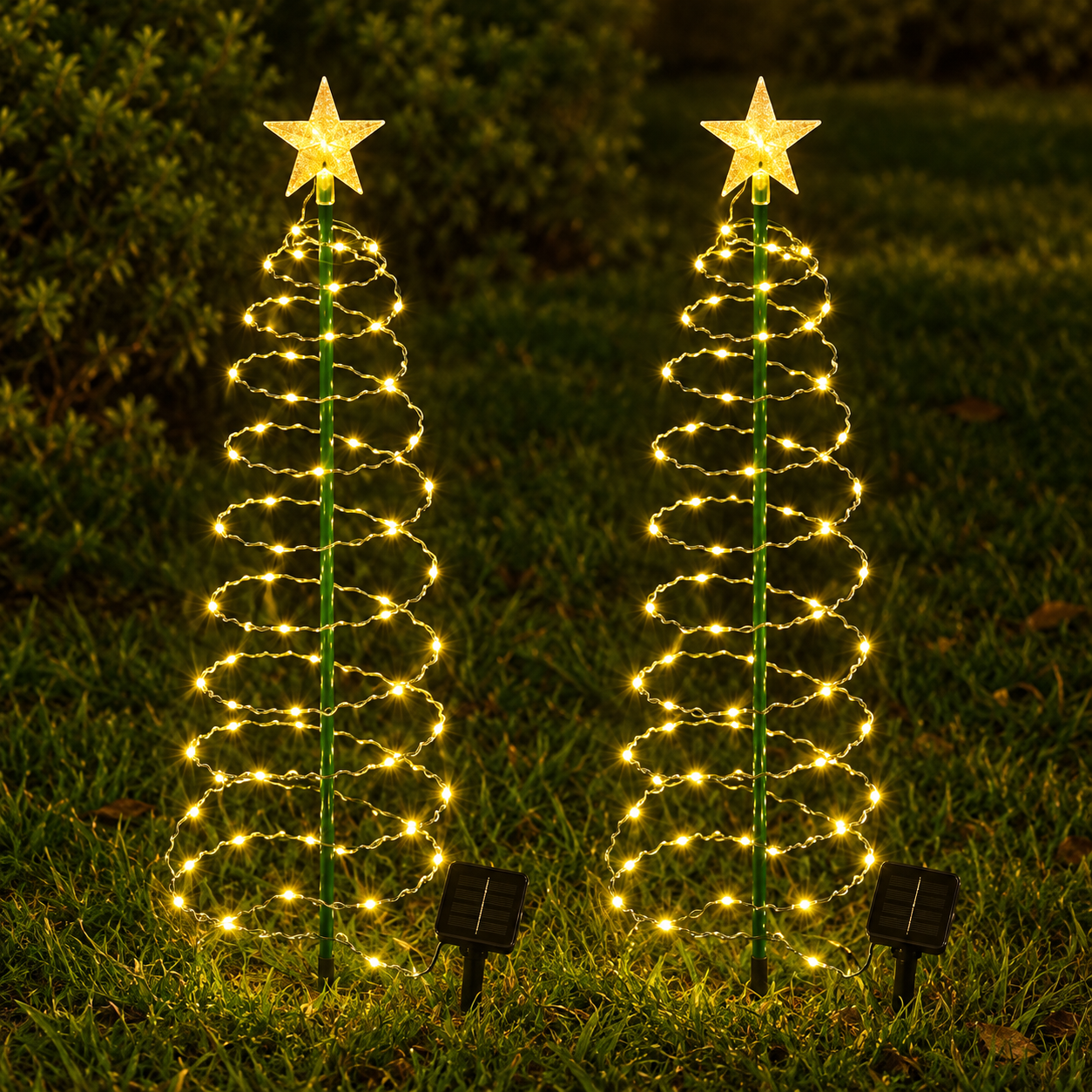 Solar Powered Iron Christmas Tree Lights For Outdoor Garden Decor