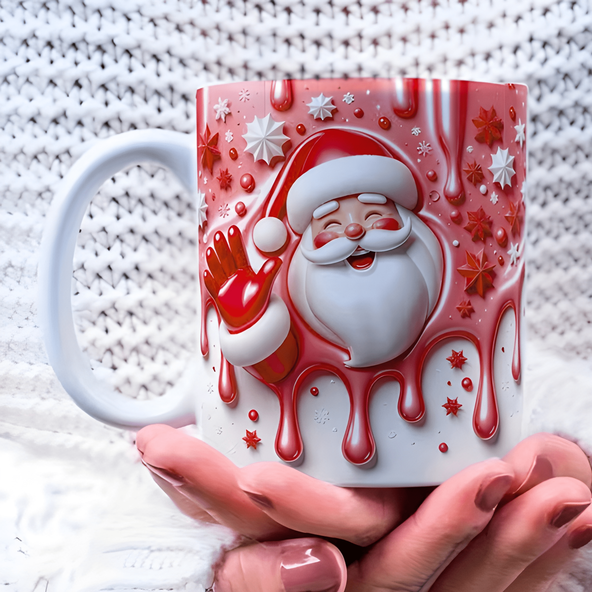 3D Santa Mug with Realistic Santa Claus Face 