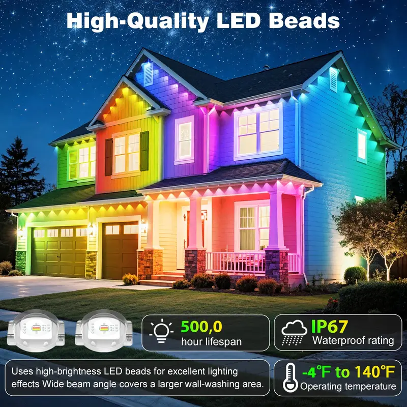Christmas RGB Eaves Lights With Smart App And Remote Control