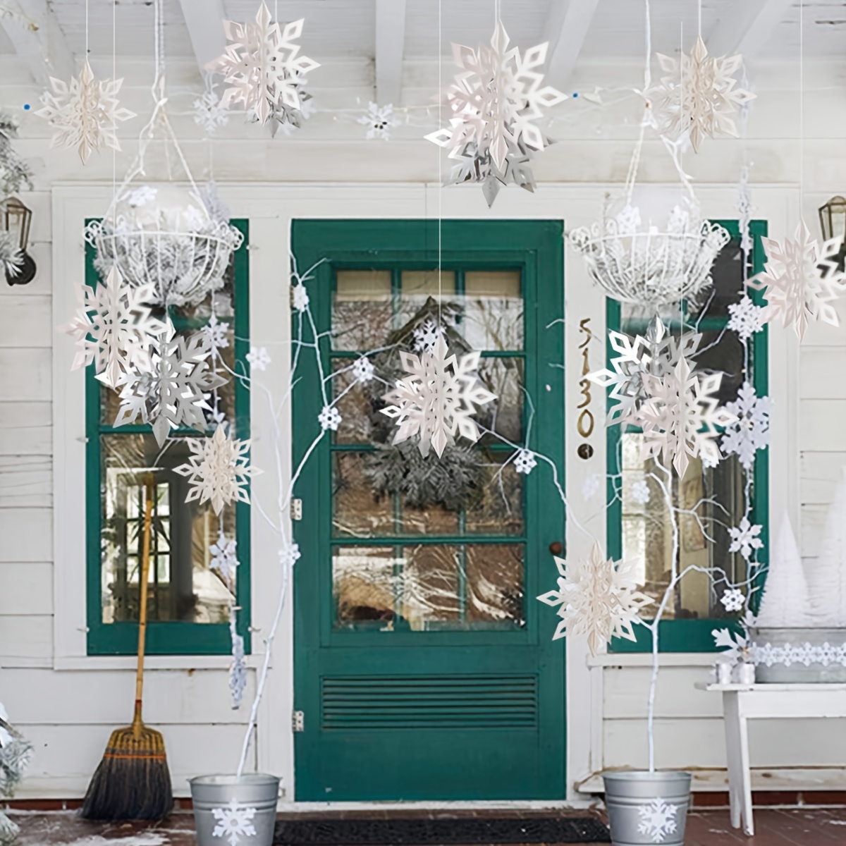 Hanging Snowflake Ornaments for Christmas and Winter Holiday Decor