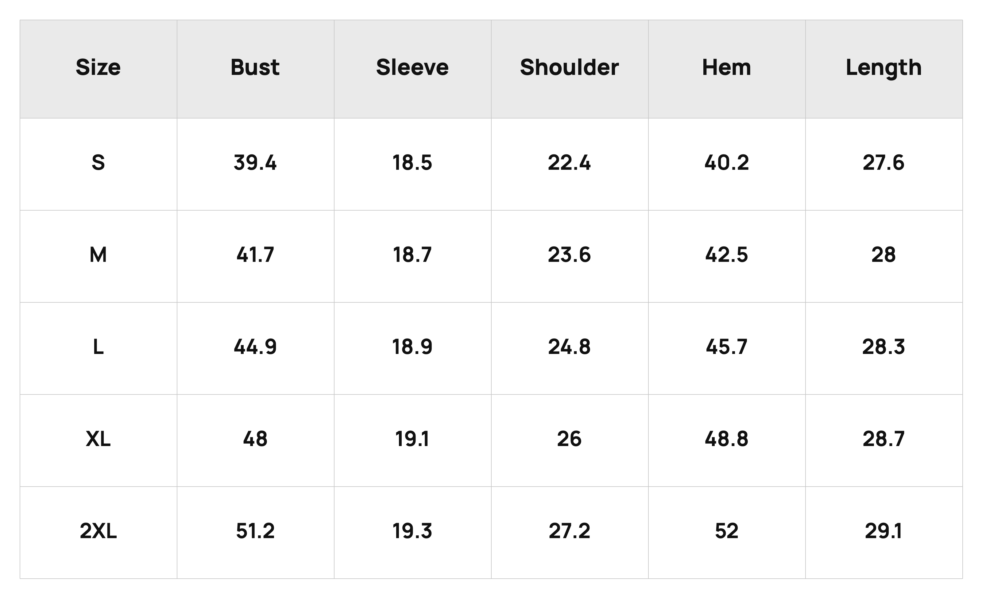 Size Chart