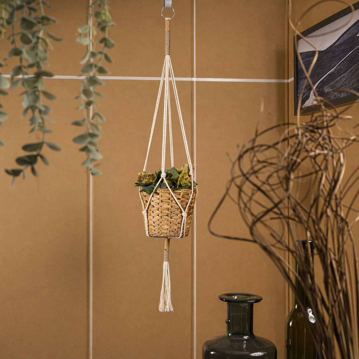 Macrame Plant Hanger With Tassel For Indoor Decor Pot