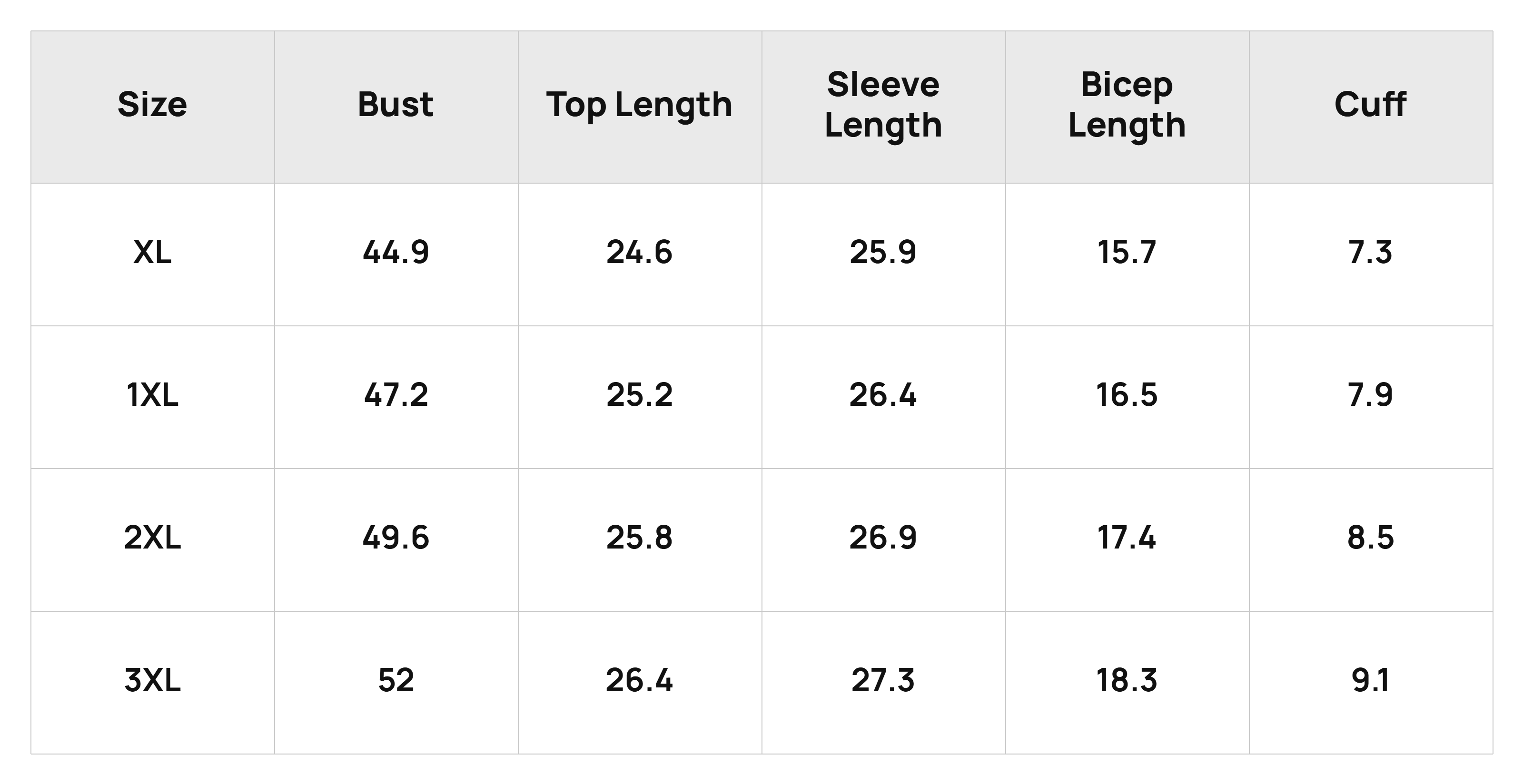 Size Chart