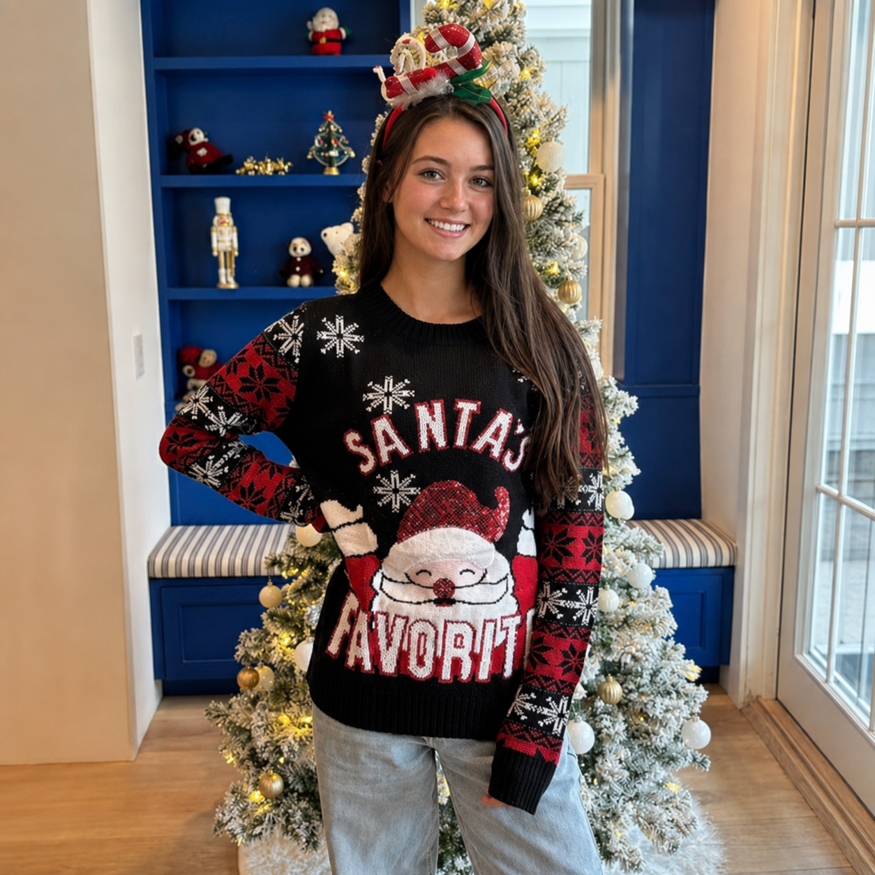 Casual Novelty Printed Christmas Pullover Sweater For Women