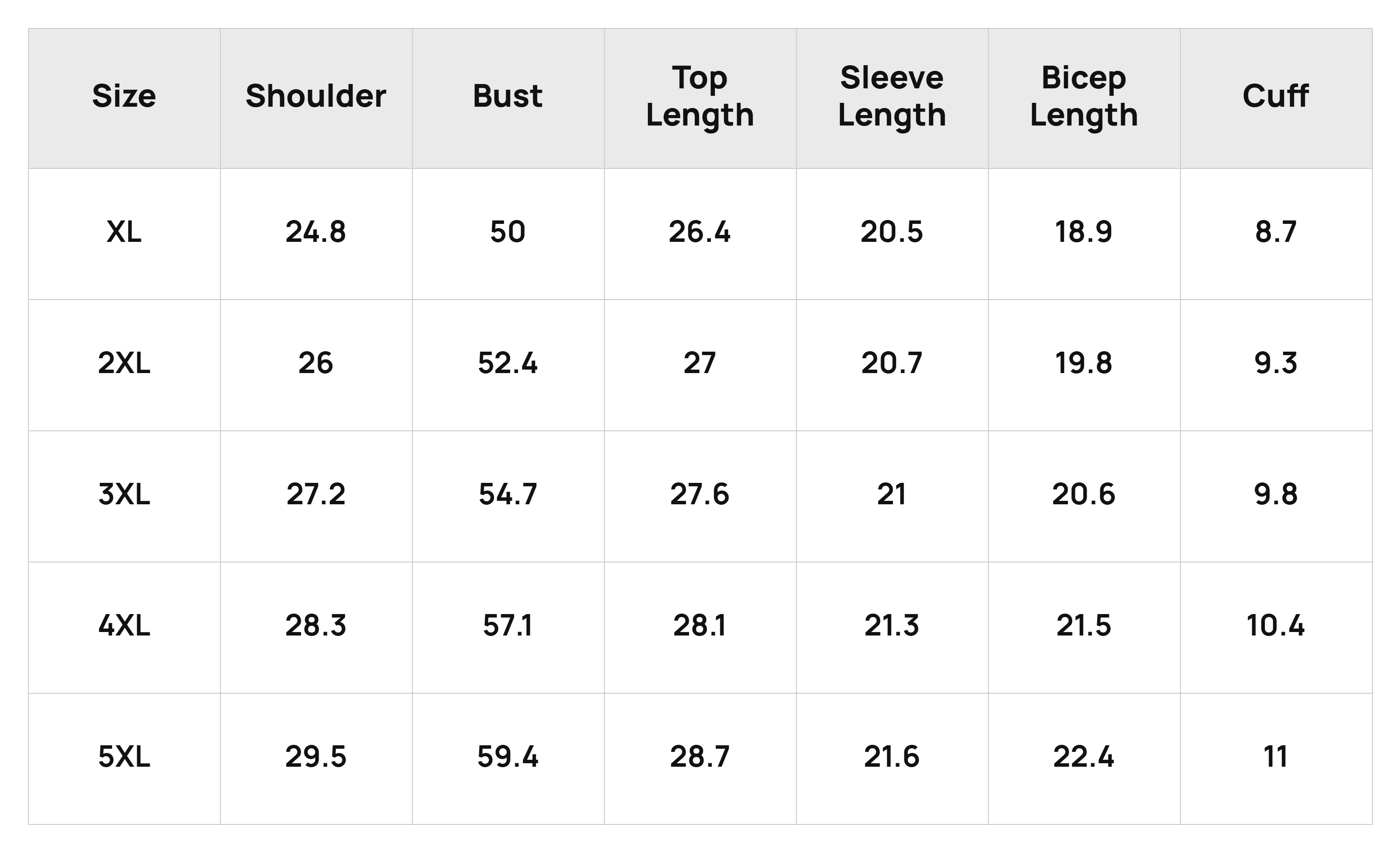 Size Chart