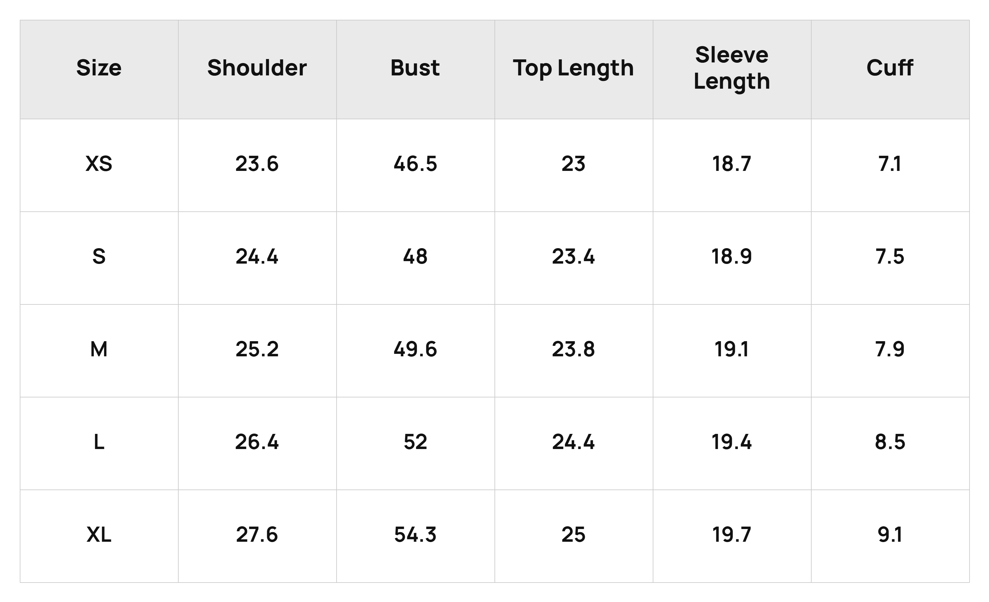 Size Chart