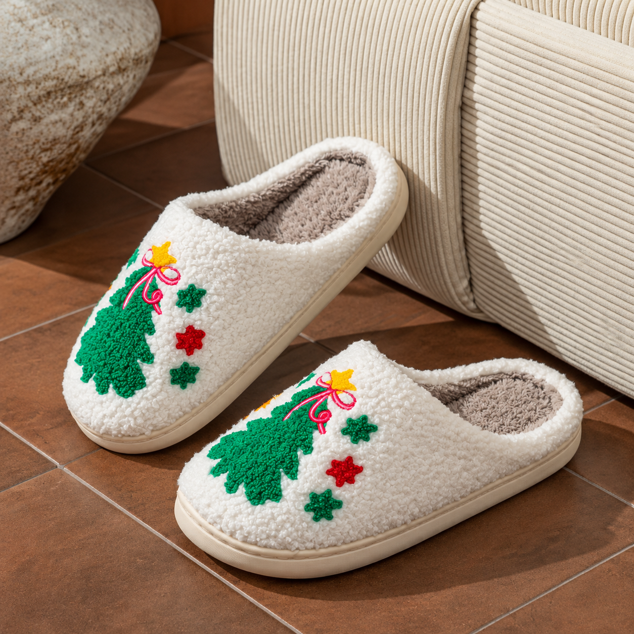 Christmas Gingerbread Cartoon Winter Holiday House Slippers